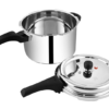 Prestige 6.5 Litres Deluxe Alpha Svachh Induction Base Outer Lid Stainless Steel Pressure Cooker | Deep lid controls spillage| Silver | Pressure Indicator | Gasket-Release System | Anti-Bulge Base